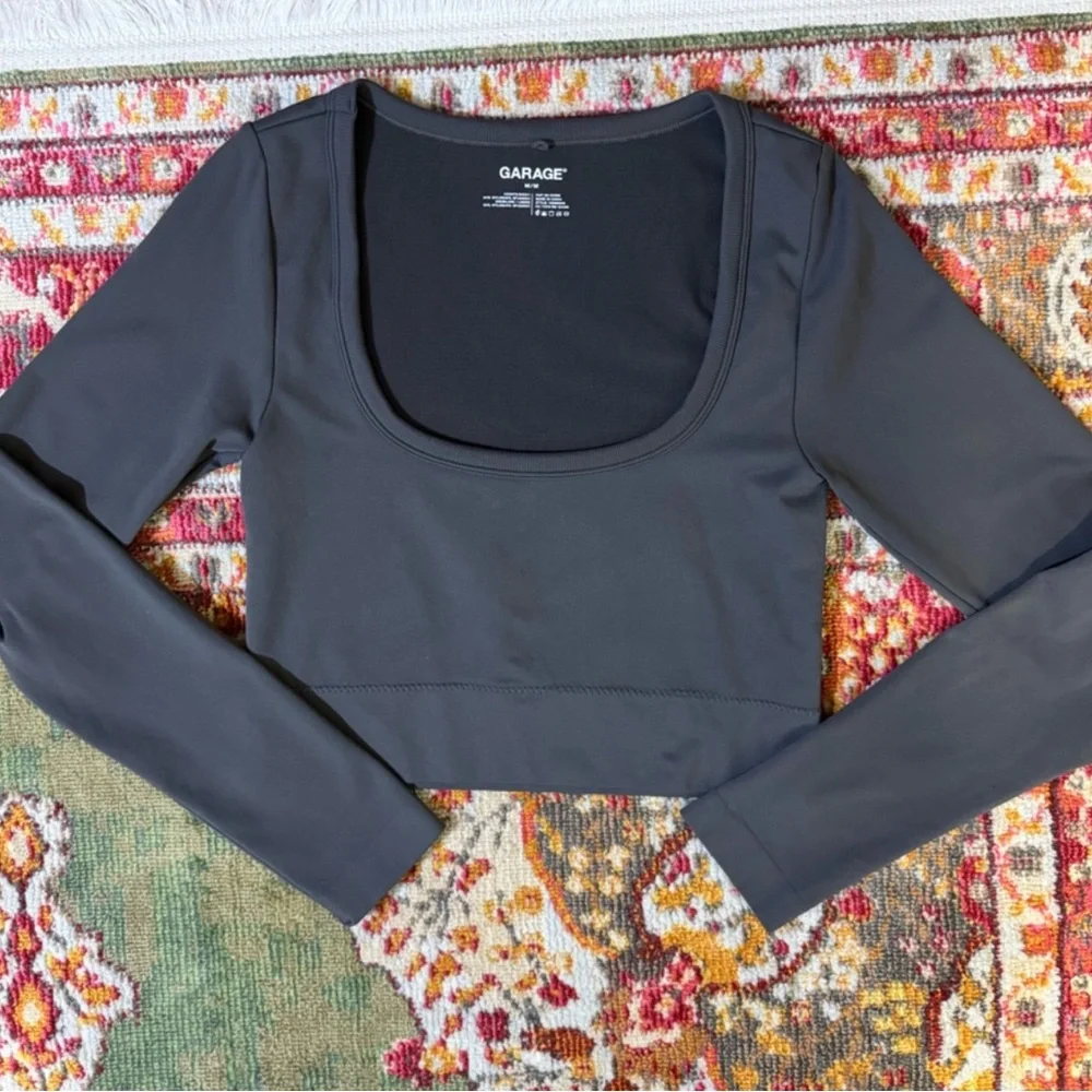 Activewear Workout Set Bundle - Grey Long Sleeve Top Cream Zip Up & Leggings - Picture 3 of 5